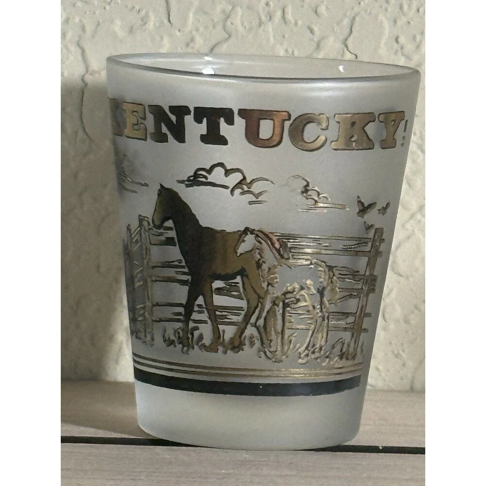 Vtg Souvenir Frosted Kentucky Shot Glass